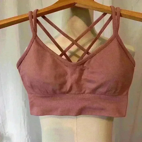 Mauve Athletic Bralette. Size Medium. Strappy. Removable Cups. - Picture 1 of 4